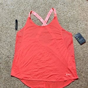 NIKE ORANGE FITNESS TOP NEW w TAGS GYM YOGA SPORTS DRI-FIT SIZE LARGE